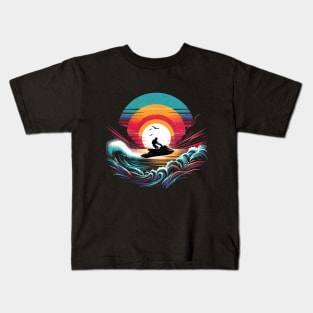 Retro Sunset Jetski Design Kids T-Shirt